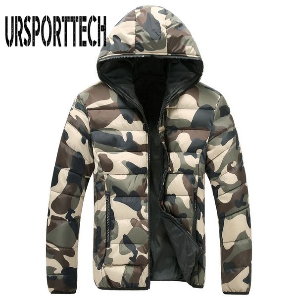 

2017 brand mens winter jacket with hoodies outwear warm camouflage coat male print winter coat men casual warm down jacket s-3xl, Black