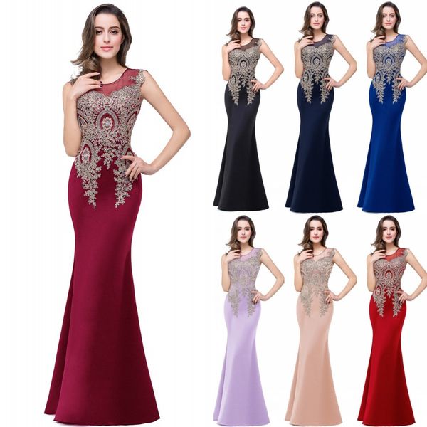 

designed sheer crew evening dresses 2019 floor length party prom bridesmaid dresses appliqued sequined burgundy celebrity gowns cps250, Black;red