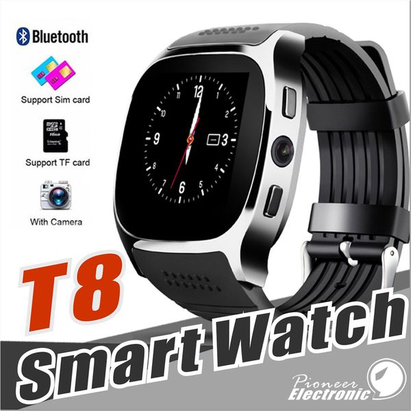 

For apple iPhone android T8 Bluetooth Smart watch Pedometer SIM TF Card With Camera Sync Call Message Smartwatch pk DZ09 U8 Q18 fitbit