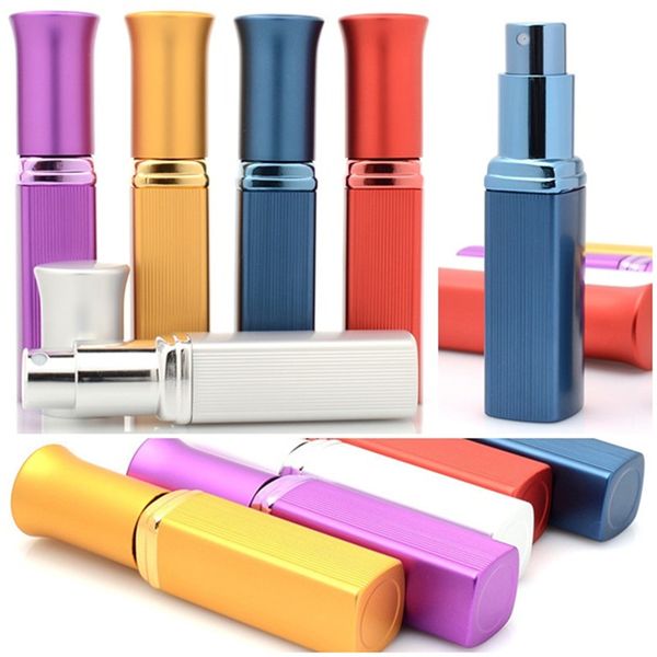 

fashion new style 6ml portable aluminum perfume bottle with atomizer mini refillable travel perfume sprayer empty glass parfum case