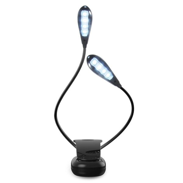 Gadget Flessibile Clip-On 8 Super Bright LED 2 Arms Clip Reading Book Music Stand Light Lamp per E-BOOKS Tablet LAPTOPS SPEDIZIONE VELOCE di alta qualità