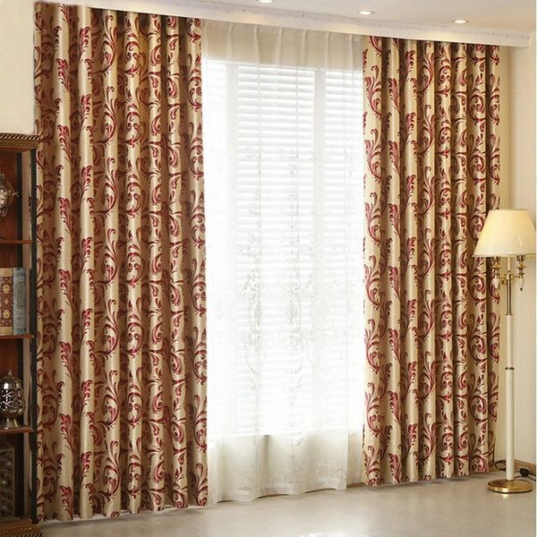 European Style Flower Jacquard Blackout Curtains For Living Room