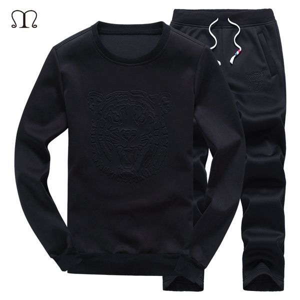 

Men Set Sweatshirt Pants 2pcs Fashion Jogger Tracksuits Men Casual Suits Clothing Black Hoodies Size M-4XL