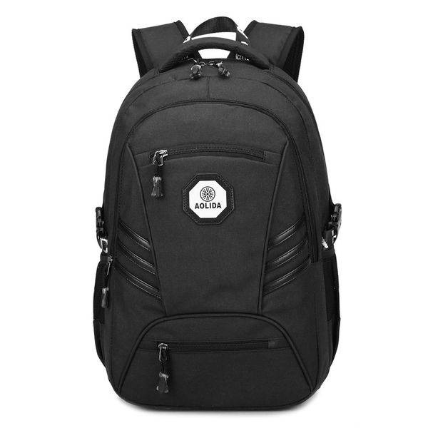 

men student schoolbag simple casual solid color material pvc man's backpack multi-functional large-capacity bag 2018