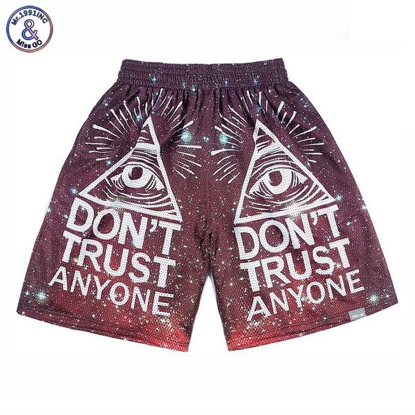 

2017 mr.1991inc men's cartoon sprot shorts joggers 3d print e eyes don't trust anyone 3d shorts short pant s28, White;black