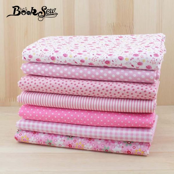 

booksew 7pcs 50cmx50cm pink cotton fat quarter tilda doll tissue patchwork quilting fabric diy cloth textile telas tulle tecidos, Black;white