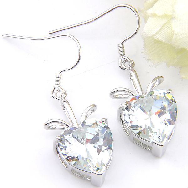 

10 mm earrings women for heartshaped z gems 925 sterling silver plated white zircon party wedding hook drop earrings free