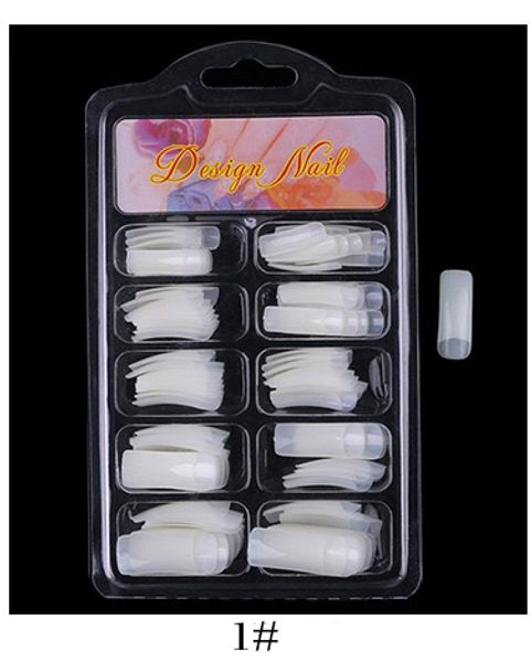 

1set 100pcs false nail tips nature clear nail art display practice acrylic uv gel polish tool manicure, Red;gold