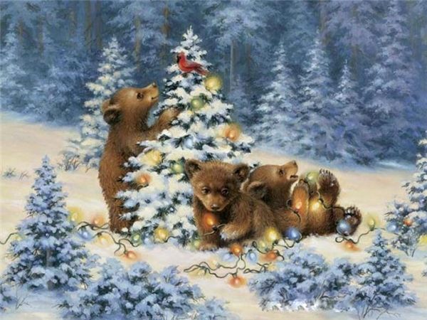 

diamond embroidery christmas tree brown bear diy diamond painting cross stitch kit resin full round diamond mosaic home decoration yx1677