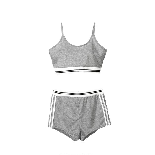 

2018 women yoga set gym fitness running workout athletic sportswear tracksuit sleeveless crop shorts panties summer, White;red