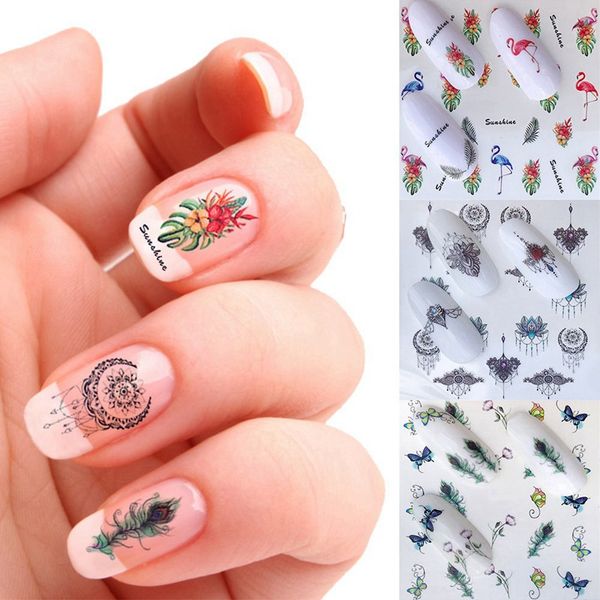 

5 sheets summer new nail art stickers fruit/cartoon water transfer wraps foils patch decorations tools, Black