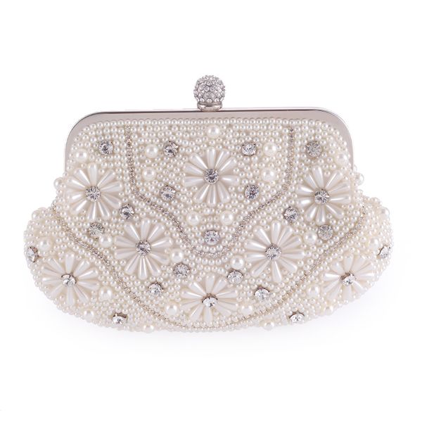 

fashion floral pearl bags dinner banquet bride wedding fashion dress cross body bags ladies luxury rhinestone shoulder chain bag