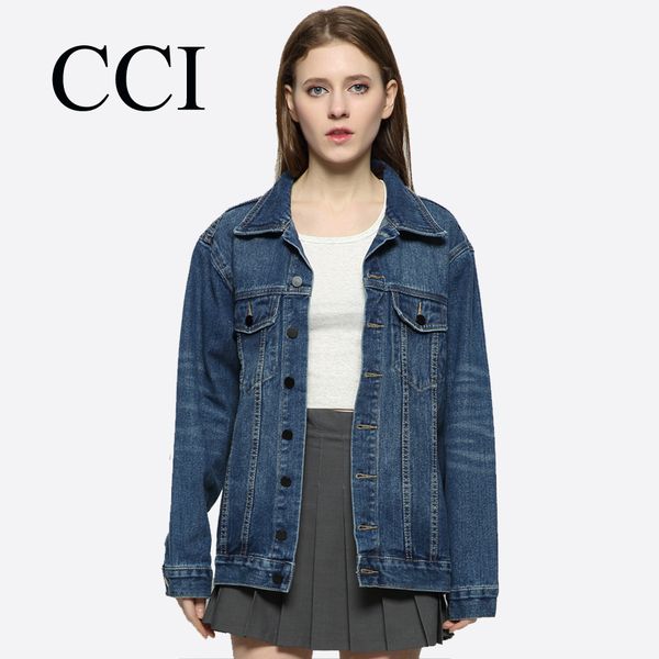 

cci jackets women spring basic coat denim jacket bf style streetwear loose outwear long sleeve casual lady clothes cci069-5, Black;brown
