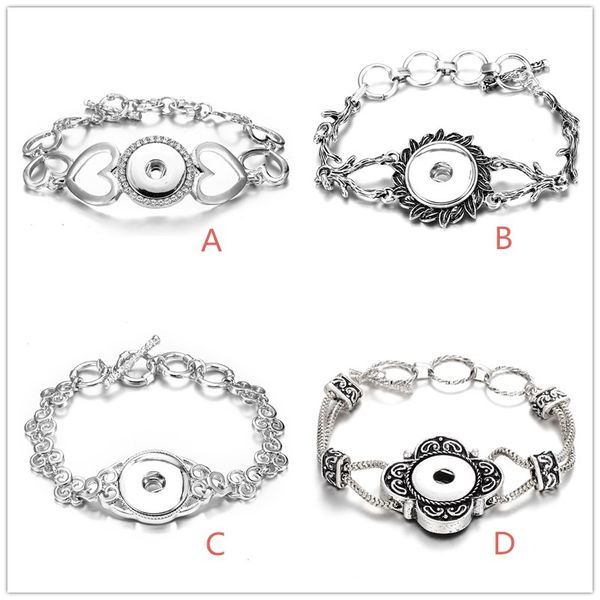 

noosa chunks heart snap button charm bracelet for women 18mm ginger snaps button jewelry, Golden;silver