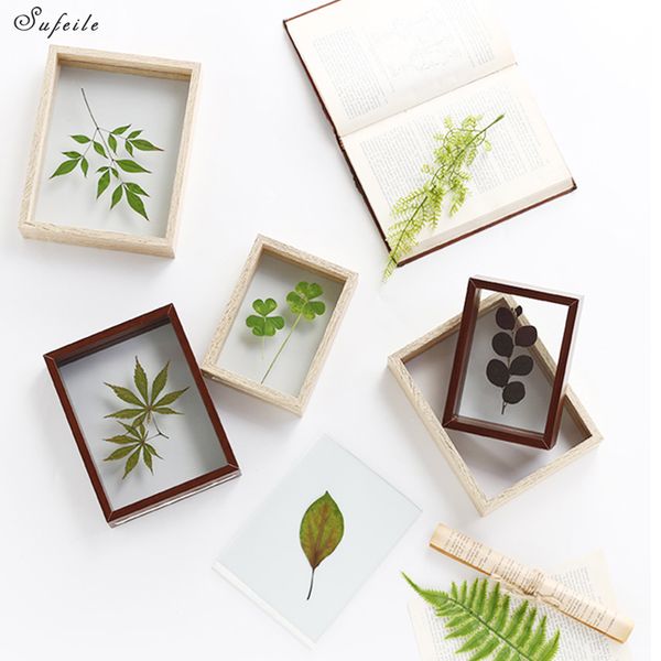 

sufeile plant specimen picture frame 6 inch solid wood creative decorative frame diy wood high-definition glass d50