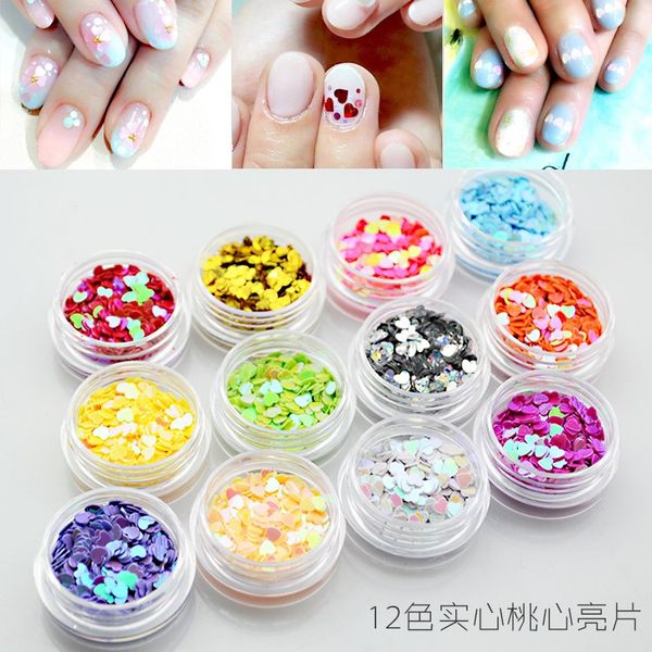 

ultra-thin matte pearl sequins nail jewelry heart-shaped diamond sequins round square glitter 12bottles/lot, Silver;gold