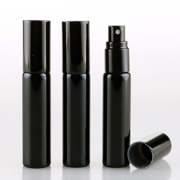 

50pc lot 10ml portable black gla perfume bottle with aluminum atomizer empty co metic container for trave