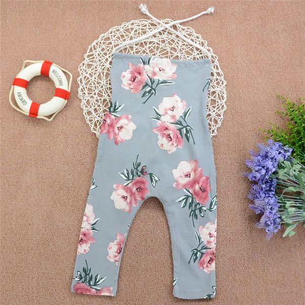 Roupas de bebê Verão 2018 Moda Infantil Do Bebê Halter Floral Macacão Romper Sunsuit Magro Meninas Sem Mangas Macacão Roupas Crianças Roupas