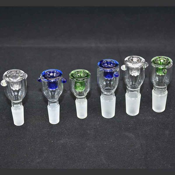 ciotola di vetro con schermo a vite Accessori per fumatori 3 colori 14mm 18mm maschio per narghilè bong pipa ad acqua raccogli cenere piattaforme petrolifere gorgogliatori