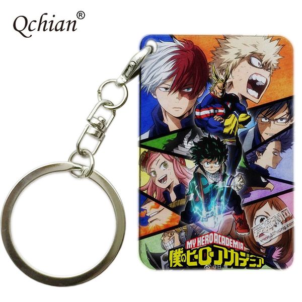 

popular cartoon boku no my hero academia print series keychain car pendant keyring beautiful gift for anime lovers, Silver