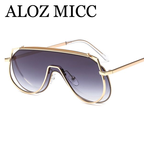 

ALOZ MICC luxury sunglasses new one sieces women designer sunglasses oversized square sun glasses men high quality metal eyeglassesuv400A580