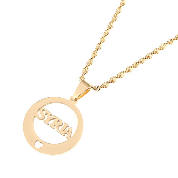 

stainless steel alphabet syria pendant necklaces syrians jewelry gifts, Silver