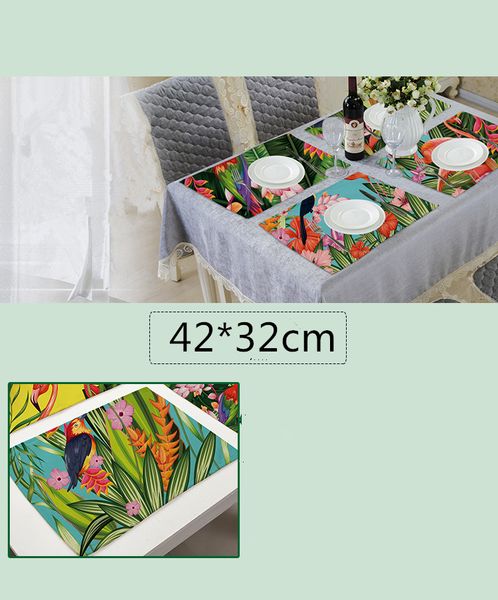

flamingo print cotton flax heat insulating mattress western-style food laying mat pads dining room setting mat myj 055