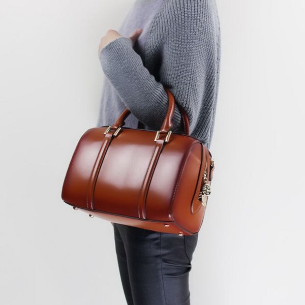 

2018 новый стиль неподдельной кожи женщин сумка Бостон сумка сумка / плечо с длинным ремешком