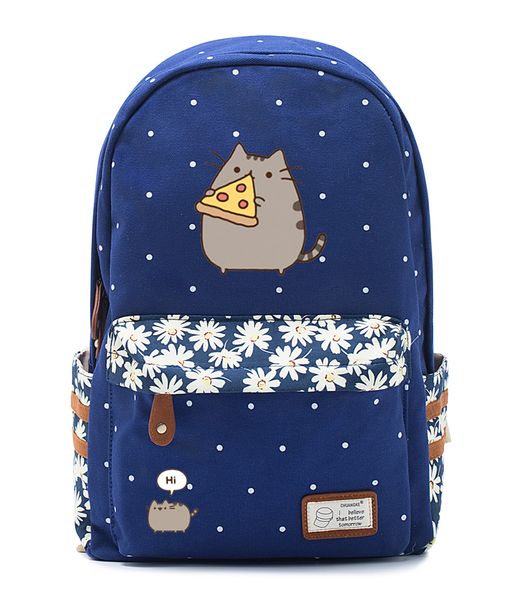 

lovely fat cat children flower wave point schoolbag rucksacks backpack for teenagers girls student school travel shoulder bag
