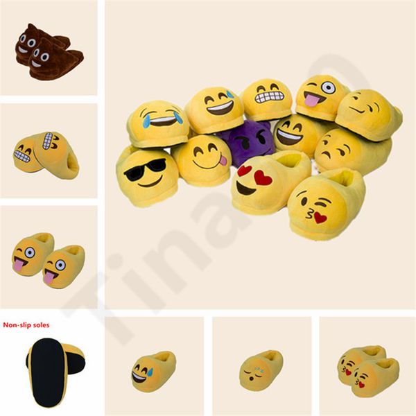 

12 styles emoji slippers cartoon sweet warm plush slipper qq expression slippers winter household casual shoes 100pair t1i1028, Blue;gray