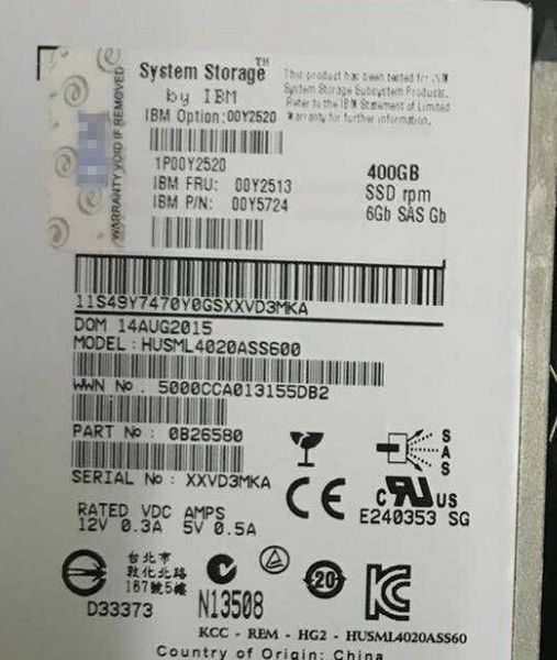 

for ibm v3500/3700 400gb sas solid state drive 2.5 inch 00y2520