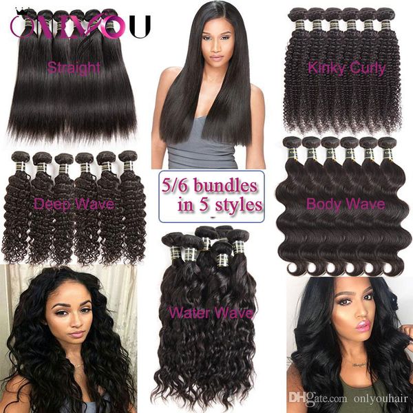 

brazilian virgin human hair bundles kinky curly hair weaves body deep water wave straight remy human hair extension peruvian indian wefts, Black