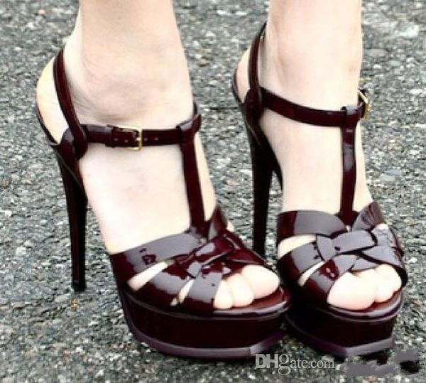 

10 14cm high platform wedding bridal pump ize 41 t tribute genuine leather fa hion de igner ummer trap andal with original box