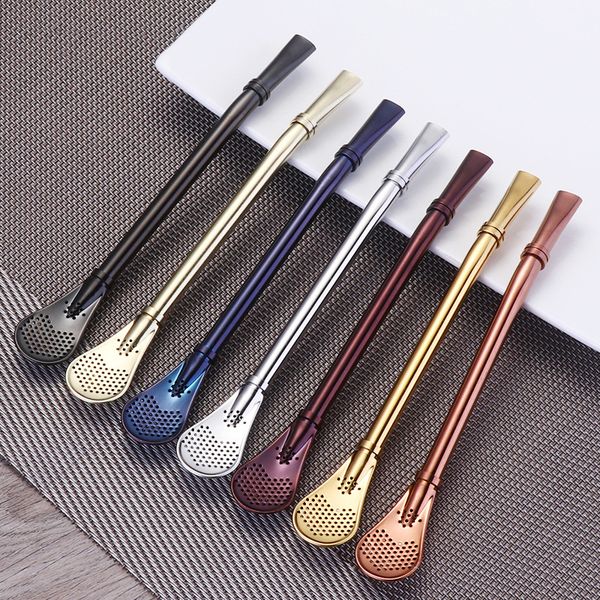 

colorful 304 stainless steel mate straws mate bombillas yerba filter drinking straw bar accessories length 15.5cm