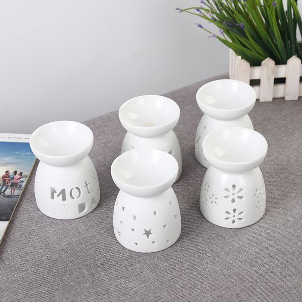

mini love heart ceramic aroma lamp hollowing candle furnace essential oil incense burner home decor