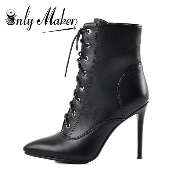 

women's pointed toe ankle boots rivets high heel stiletto lattice side zipper booties, Black