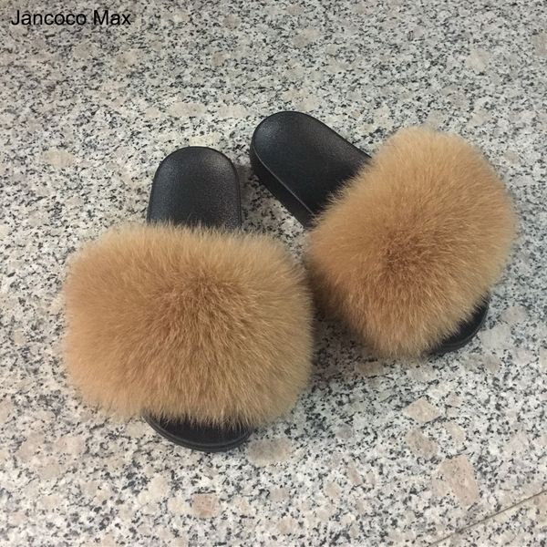 

Jancoco Max 2017 Реальный Лисий Мех Тапочки Женщины Мода Ползунки Весна Лето Осень Мехов