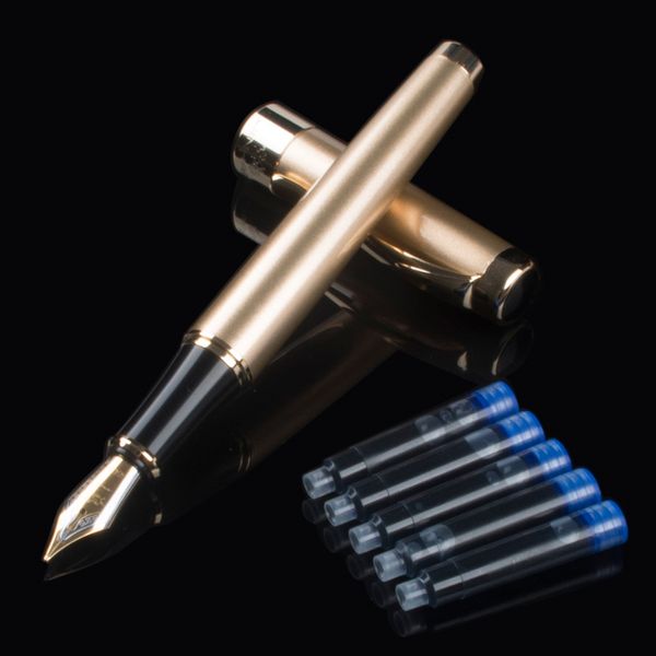

luxury gift pen set jinhao smooth golden metal fountain pen 0.5mm iridium nib ink pens for writing school supplies