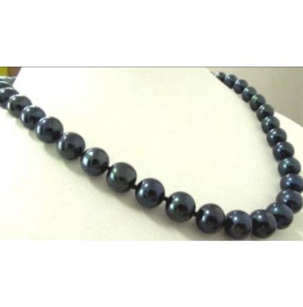 

charming 20inch truly round 10-11mm tahitian black pearl necklace gold clasp, Silver