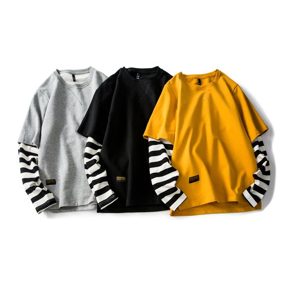 

Уличная повседневная шею сращивание полоса с длинным рукавом мужчины толстовки 2