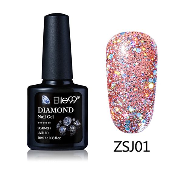 

elite99 10ml diamond nail gel glitter led uv gel manicure shiny sequins soak off gel nail polish vernis semi permanent gellak, Red;pink