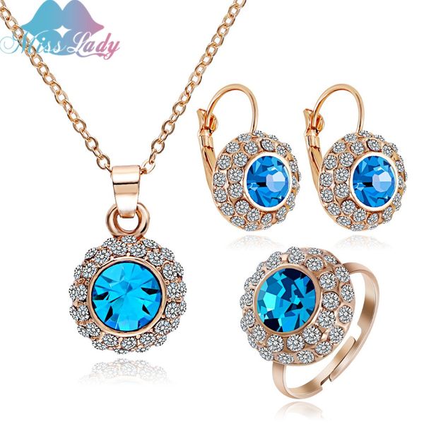 

whole salemiss lady summer gold color rhinestone vintage moon river crystal bridal jewelry sets fashion jewelry for women mlk58082, Slivery;golden