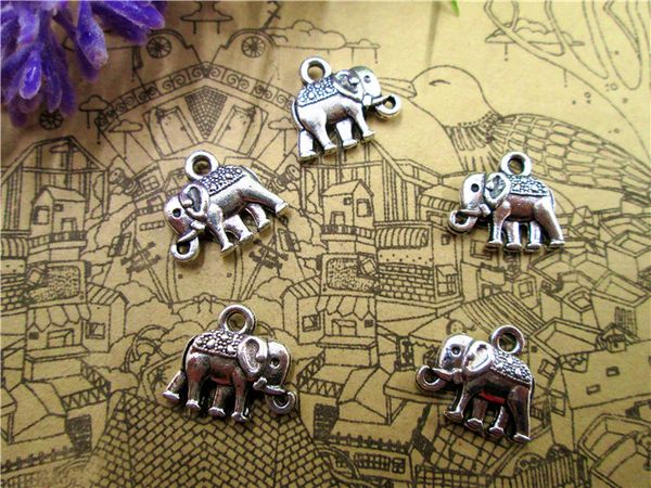 

120pcs-elephant charms,antique silver lovely mini elephant charm pendant 13x12mm, Bronze;silver