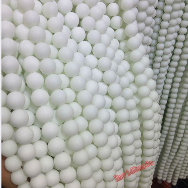 

5a quality white frost dull polish matte onyx agat round natural stone beads 16" strand 6 8 10 12mm for jewelry making