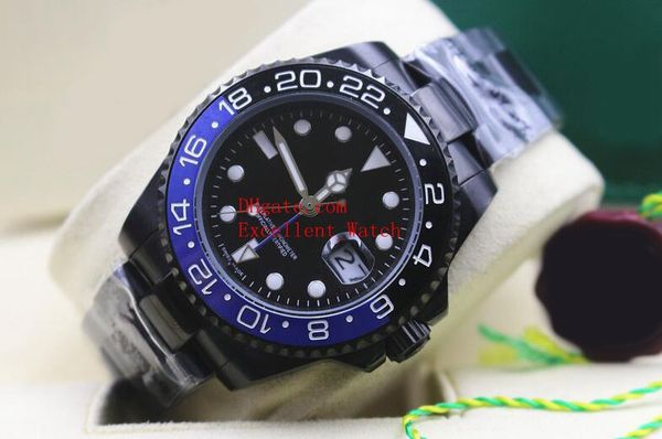 

sell fashion watches 40 mm gmt 116710 116710blnr stainless steel ceramic bezel black dial asia 2813 automatic mechanical mens watch wa, Slivery;brown