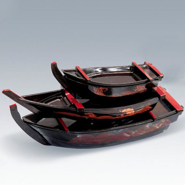 

35/48/53cm simple japanese abs plate black sashimi boat serving tray japanese restaurant sushi boat za6262