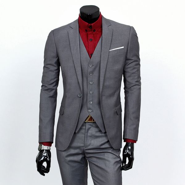

2018 wangyandress blue solid 3-pieces men suits slim fit custom one button side vent groom/an wedding tuxedos suits (jacket+vest+pants), Black;gray