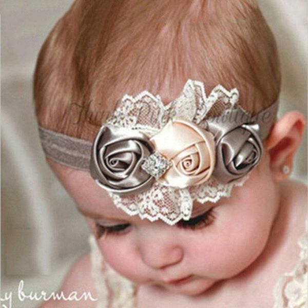 

2018 Девочка Малыш Эластичные Повязки Роза Цветок Кристалл Дети Головные Уборы Лен