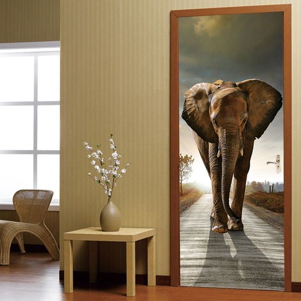 

pvc self-adhesive elephant 3d p wallpaper waterproof wall paper home decor living room bedroom bathroom door mural sticker
