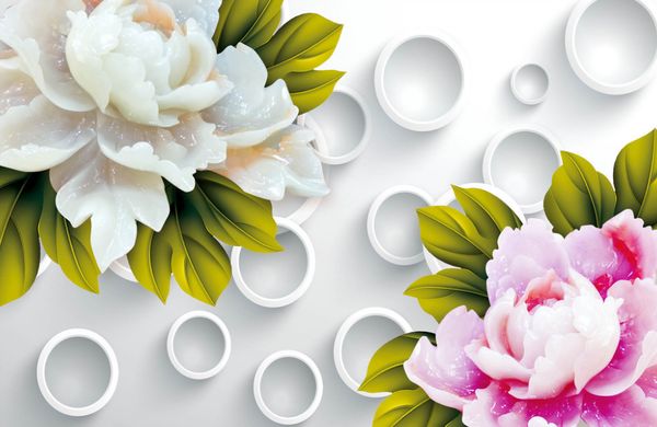 

3d wallpaper custom any size mural wallpaper 3d circle jade carving peony high-grade tv background wall home decor living room wall covering